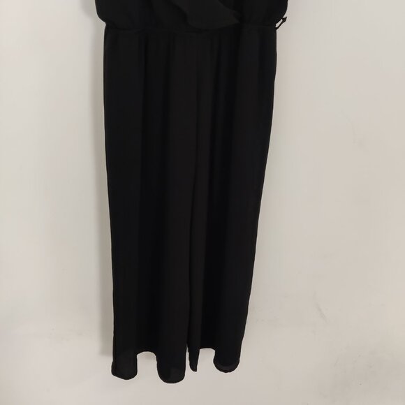 Revamped Women's Jumpsuit Size M Black Surplice Ruffles Summer Party Elegant - Picture 2 of 11